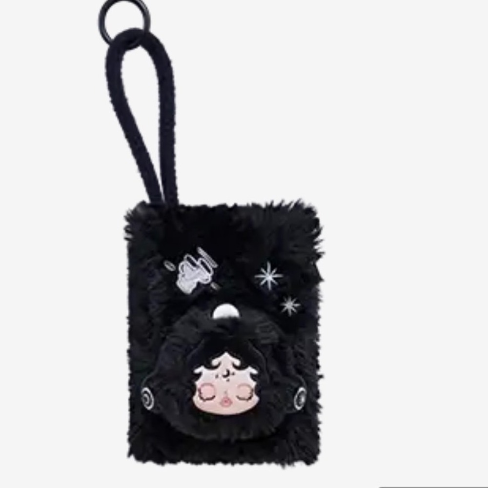 Pop Mart Skullpanda Plush Pouch Black Fuzzy Character Bag NWOT‎